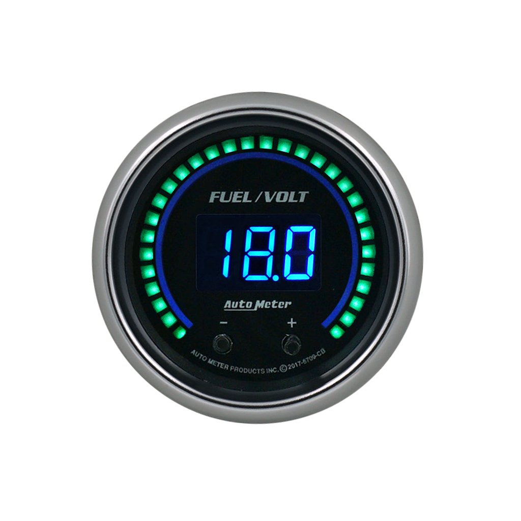 AutoMeter 2-1/16" TWO CHANNEL FUEL LEVEL / VOLTMETER, 0-100%/8-18V, COBALT ELITE DIGITAL