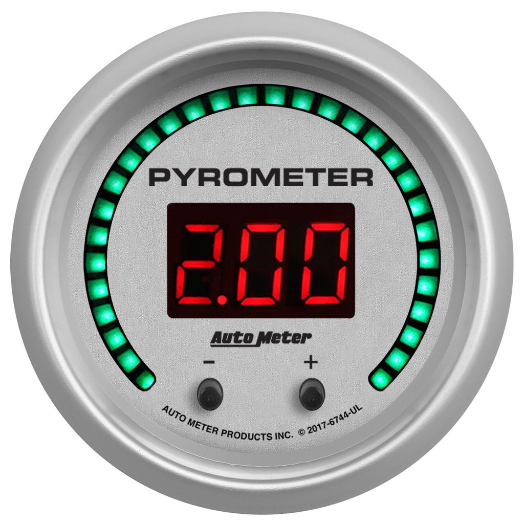 AutoMeter 2-1/16" TWO CHANNEL PYROMETER (EGT), 0-2,000 °F (0-1,100 °C), ULTRA-LITE ELITE DIGITAL