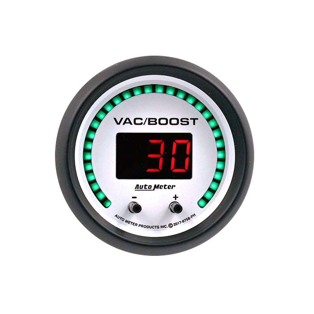 AutoMeter 2-1/16" TWO CHANNEL VAC/BOOST / FLUID PRESSURE, SELECTABLE SCALE PSI / BAR, PHANTOM ELITE DIGITAL
