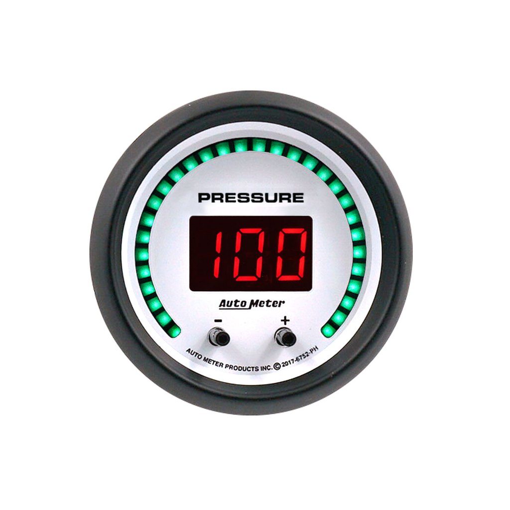 AutoMeter 2-1/16" TWO CHANNEL FLUID PRESSURE, SELECTABLE SCALE PSI / BAR, PHANTOM ELITE DIGITAL