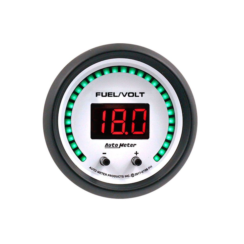 AutoMeter 2-1/16" TWO CHANNEL FUEL LEVEL / VOLTMETER, 0-100%/8-18V, PHANTOM ELITE DIGITAL