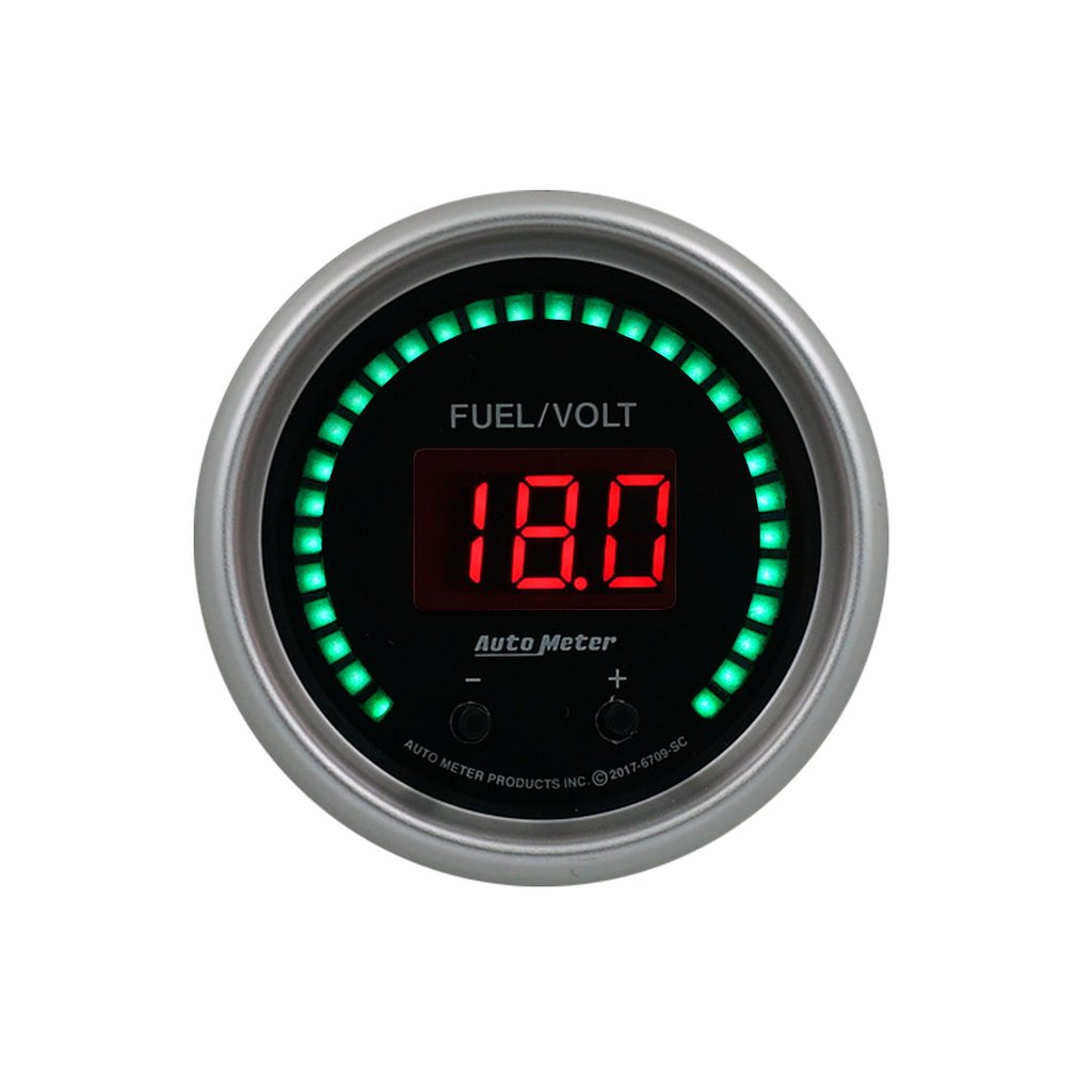 AutoMeter 2-1/16" TWO CHANNEL FUEL LEVEL / VOLTMETER, 0-100%/8-18V, SPORT-COMP ELITE DIGITAL