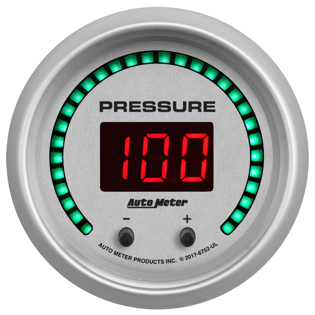 AutoMeter 2-1/16" TWO CHANNEL FLUID PRESSURE, SELECTABLE SCALE PSI / BAR, ULTRA-LITE ELITE DIGITAL