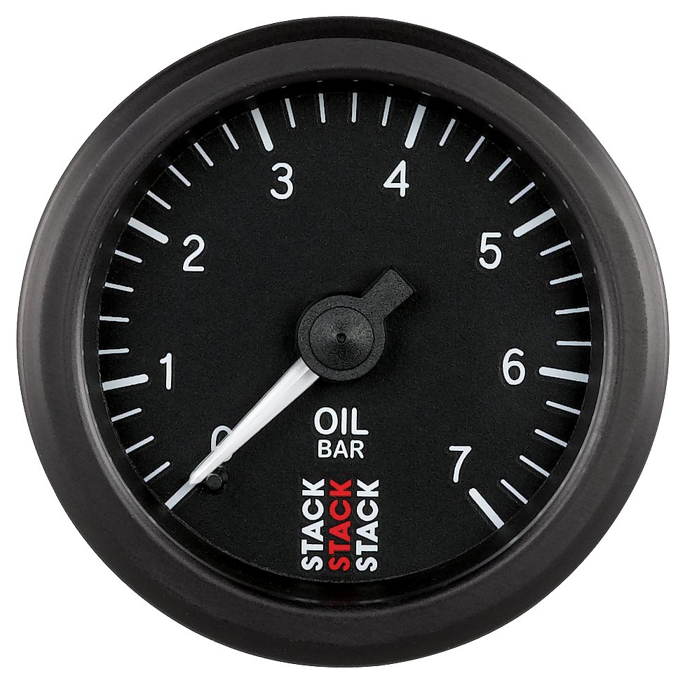 AutoMeter OIL PRESS, 52MM, BLACK, 0-7 BAR, MECHANICAL, M10 (M)