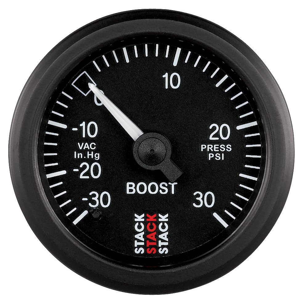 AutoMeter 52MM, BOOST PRESS, -30INHG TO +30PSI, MECHANICAL, STACK BLK