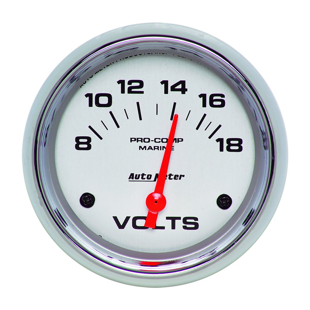 AutoMeter 2-5/8" VOLTMETER, 8-18V, AIR-CORE, MARINE CHROME