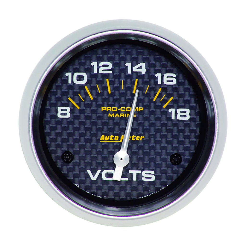AutoMeter 2-5/8" VOLTMETER, 8-18V, AIR-CORE, MARINE CARBON FIBER