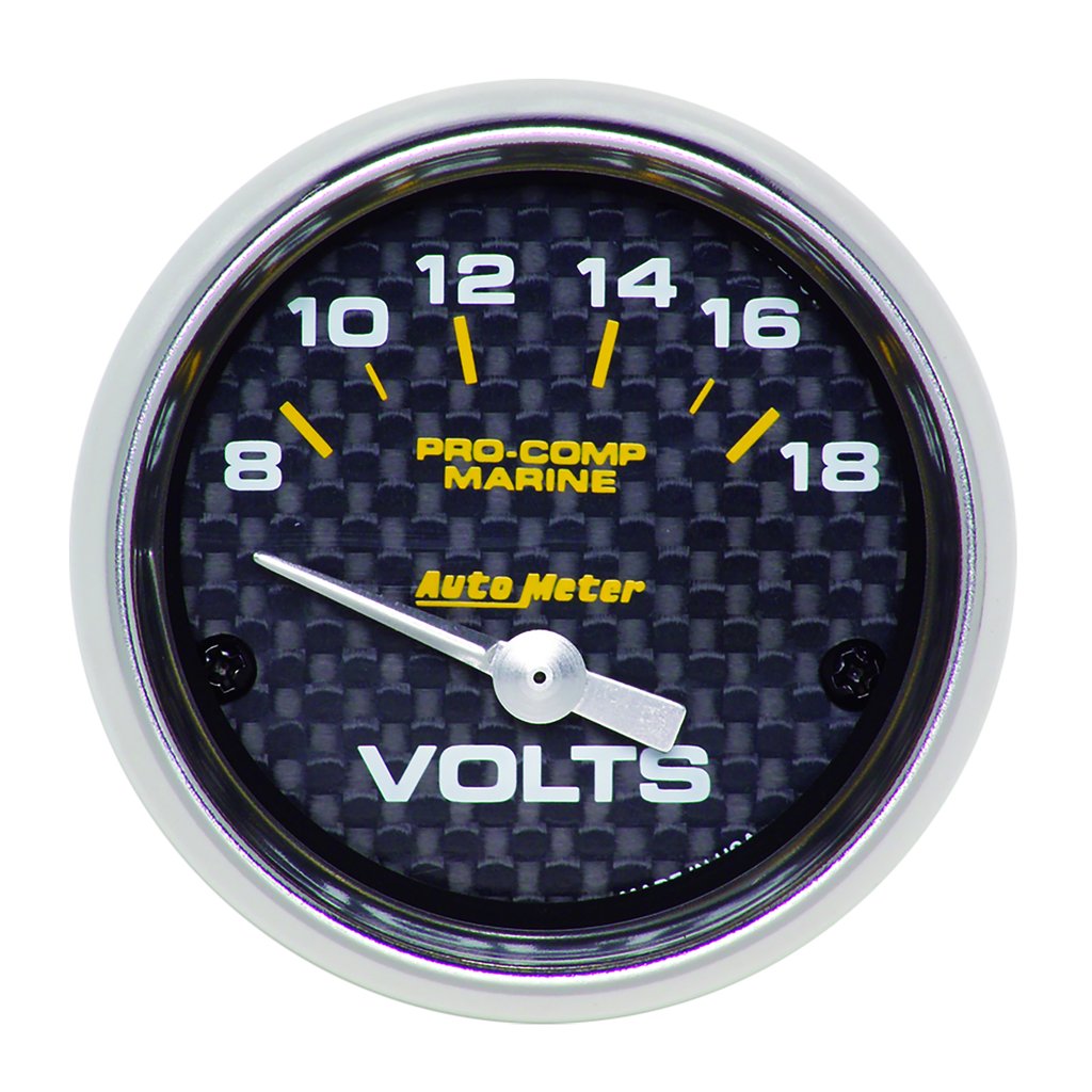 AutoMeter 2-1/16" VOLTMETER, 8-18V, AIR-CORE, MARINE CARBON FIBER