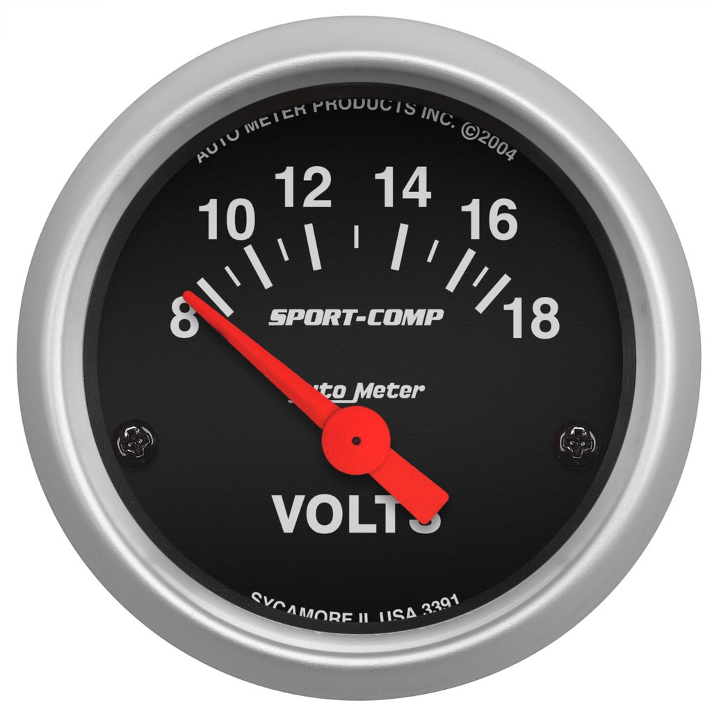 AutoMeter 2-1/16" VOLTMETER, 8-18V, AIR-CORE, SPORT-COMP