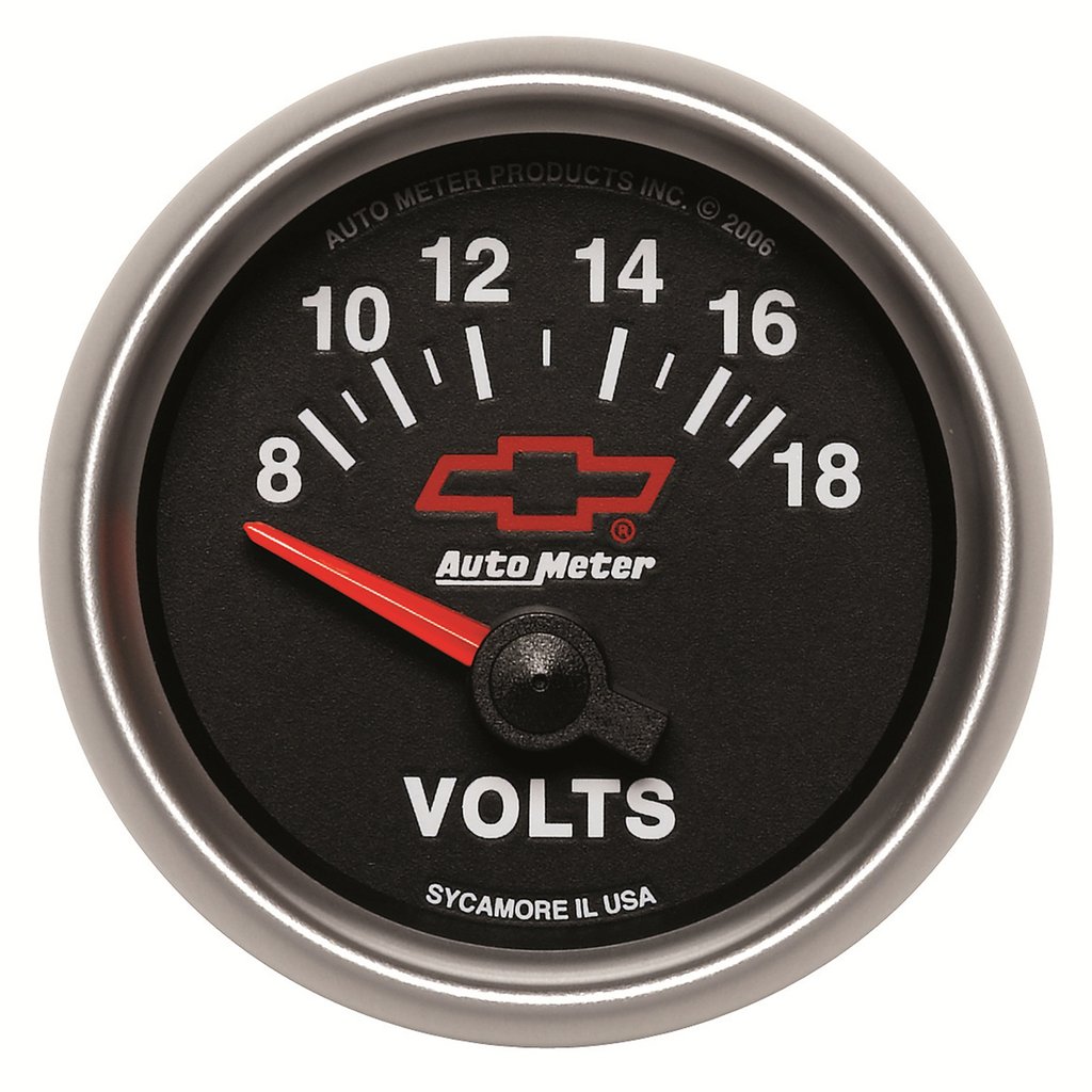 AutoMeter 2-1/16" VOLTMETER, 8-18V, CHEVY RED BOWTIE