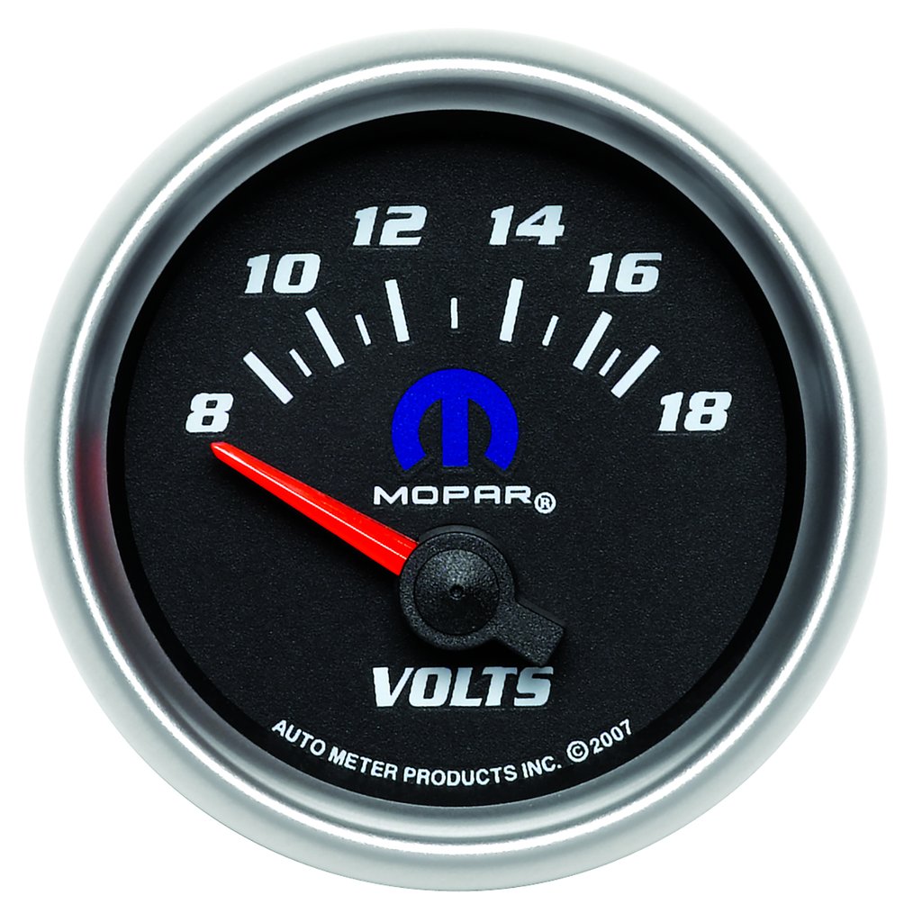AutoMeter 2-1/16" VOLTMETER, 8-18V, AIR-CORE, BLACK, MOPAR