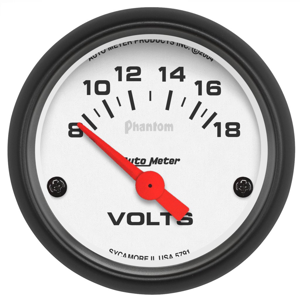 AutoMeter 2-1/16" VOLTMETER, 8-18V, AIR-CORE, PHANTOM