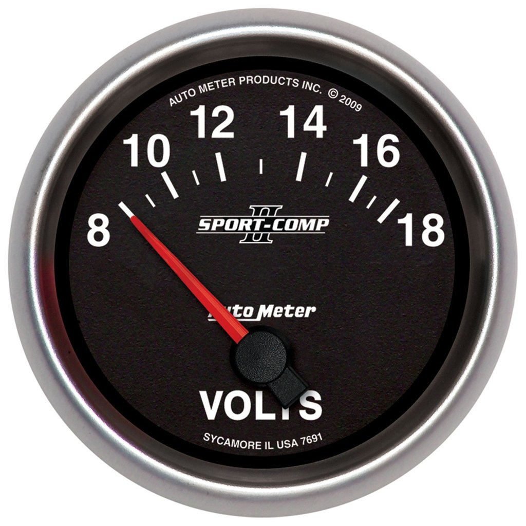 AutoMeter 2-5/8" VOLTMETER, 8-18V, AIR-CORE, SPORT-COMP II