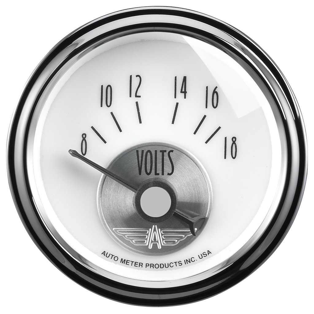 AutoMeter 2-1/16" VOLTMETER, 8-18V, AIR-CORE, PRESTIGE PEARL