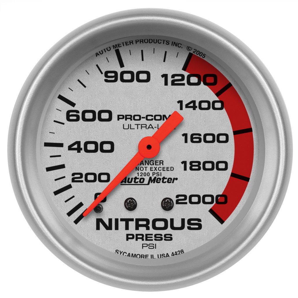 AutoMeter 2-5/8" NITROUS PRESSURE, 0-2000 PSI, MECHANICAL, ULTRA-LITE
