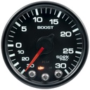 AutoMeter 2-1/16" BOOST/VACUUM, 30 IN HG/30 PSI, STEPPER MOTOR, SPEK-PRO, BLACK DIAL, BLACK BEZEL, CLEAR LENS