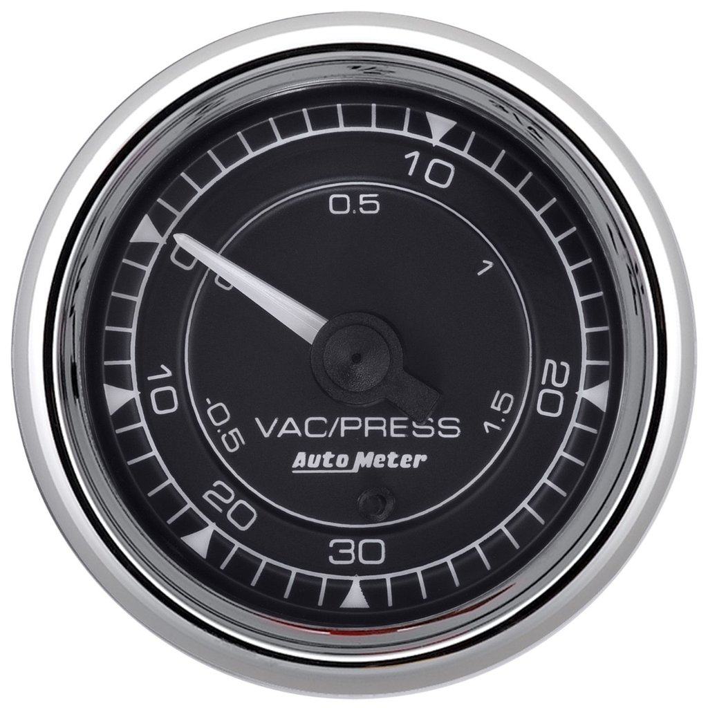 AutoMeter 2-1/16" VAC/BOOST 30INHG-30PSI DIGITAL STEPPER MOTOR CHRONO CHROME
