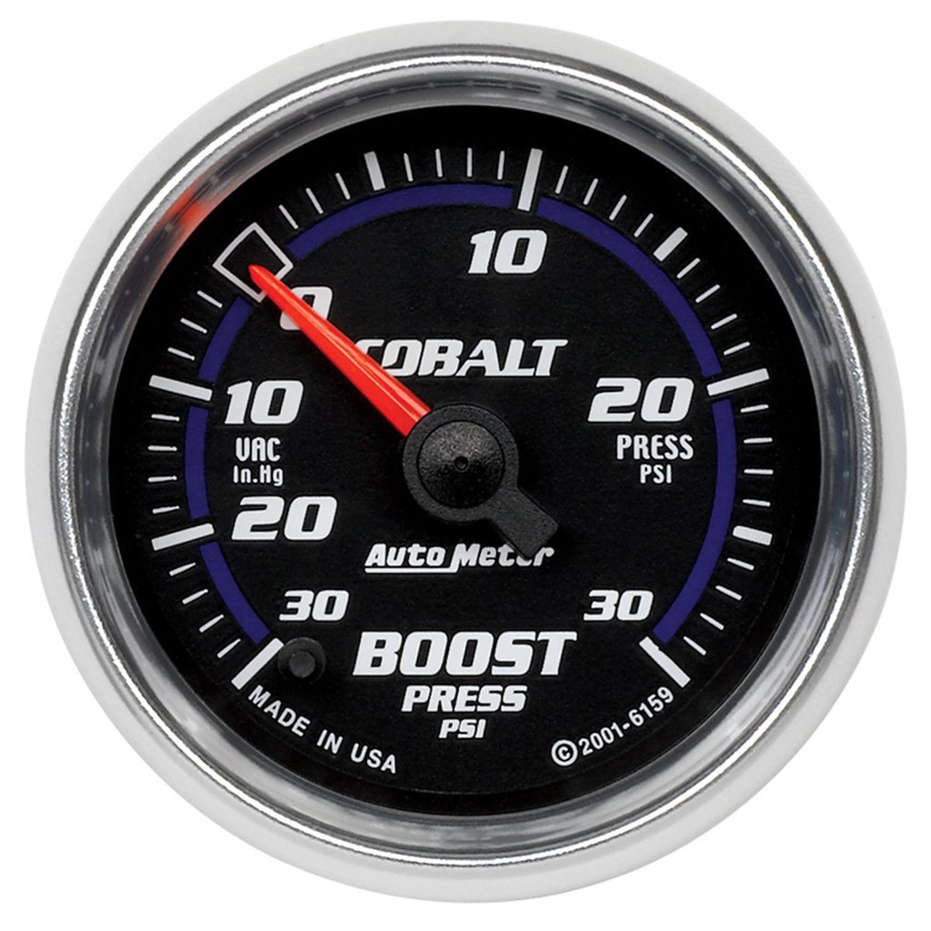 AutoMeter 2-1/16" BOOST/VACUUM, 30 IN HG/30 PSI, STEPPER MOTOR, COBALT