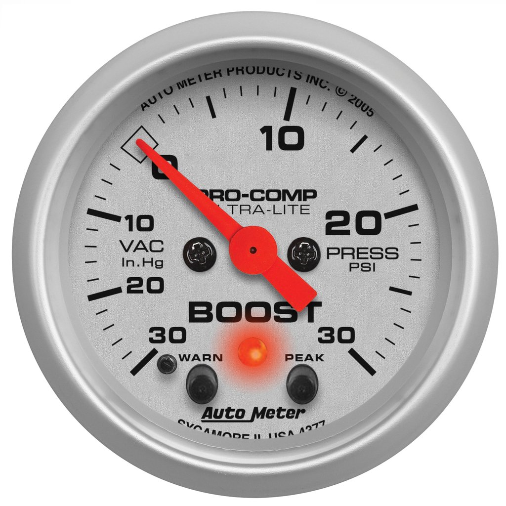 AutoMeter 2-1/16" BOOST/VACUUM, 30 IN HG/30 PSI, STEPPER MOTOR, ULTRA-LITE