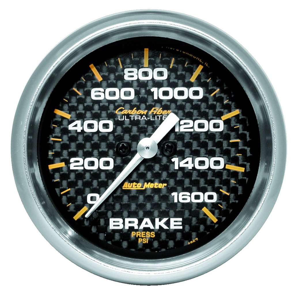 AutoMeter 2-5/8" BRAKE PRESSURE, 0-1600 PSI, STEPPER MOTOR, CARBON FIBER