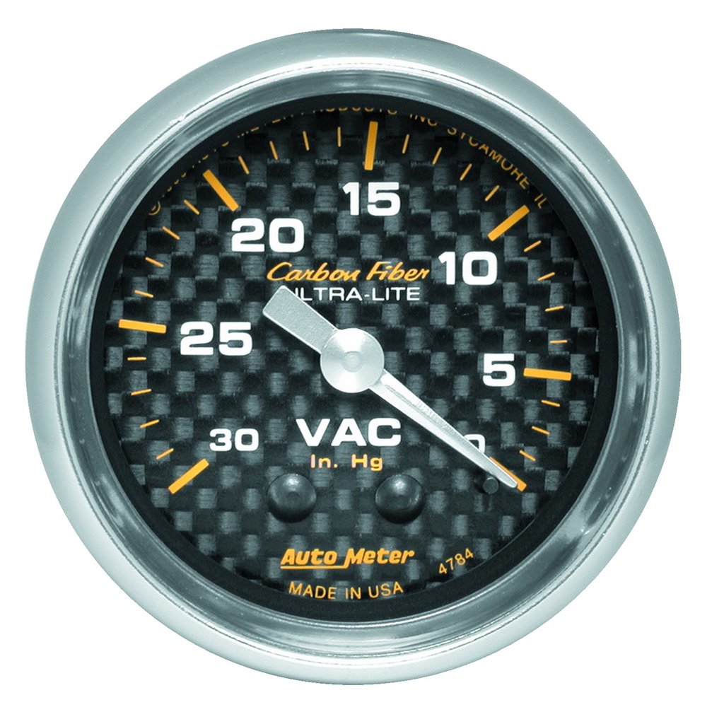 AutoMeter 2-1/16" VACUUM, 0-30 IN HG, CARBON FIBER