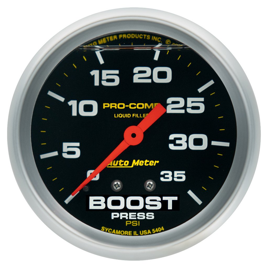AutoMeter 2-5/8" BOOST, 0-35 PSI, MECHANICAL, LIQUID FILLED, PRO-COMP