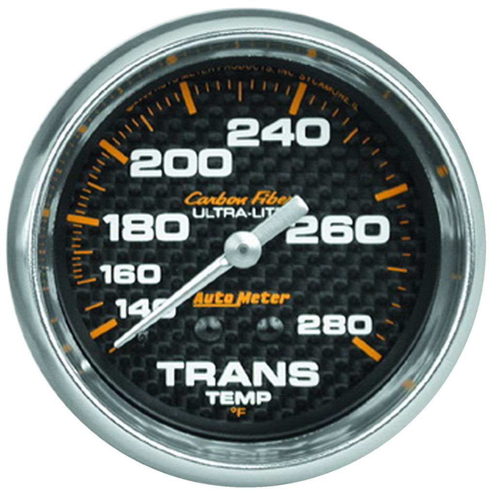 AutoMeter 2-5/8" TRANSMISSION TEMPERATURE, 140-280 °F, MECHANICAL, CARBON FIBER
