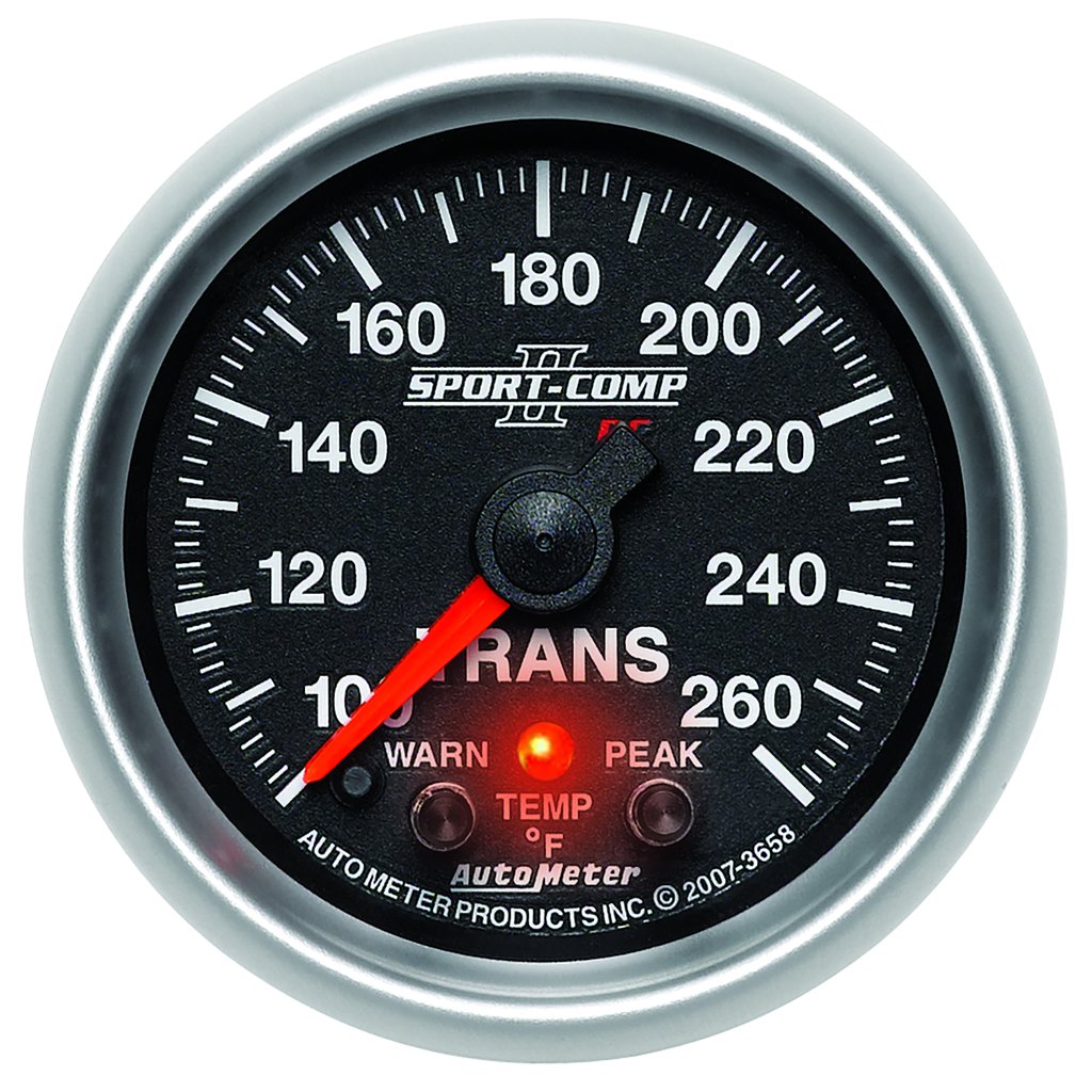 AutoMeter 2-1/16" TRANSMISSION TEMPERATURE, W/ PEAK & WARN, 100-260 °F, STEPPER MOTOR, SPORT-COMP II