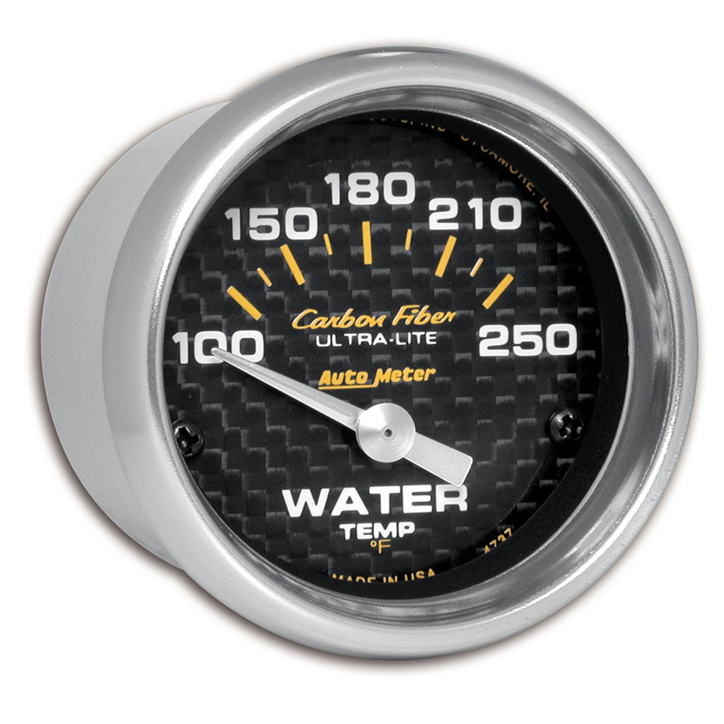 AutoMeter 2-1/16" WATER TEMPERATURE, 100-250 °F, AIR-CORE, CARBON FIBER