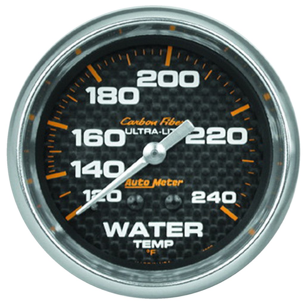 AutoMeter 2-5/8" WATER TEMPERATURE, 120-240 °F, 6 FT., MECHANICAL, CARBON FIBER
