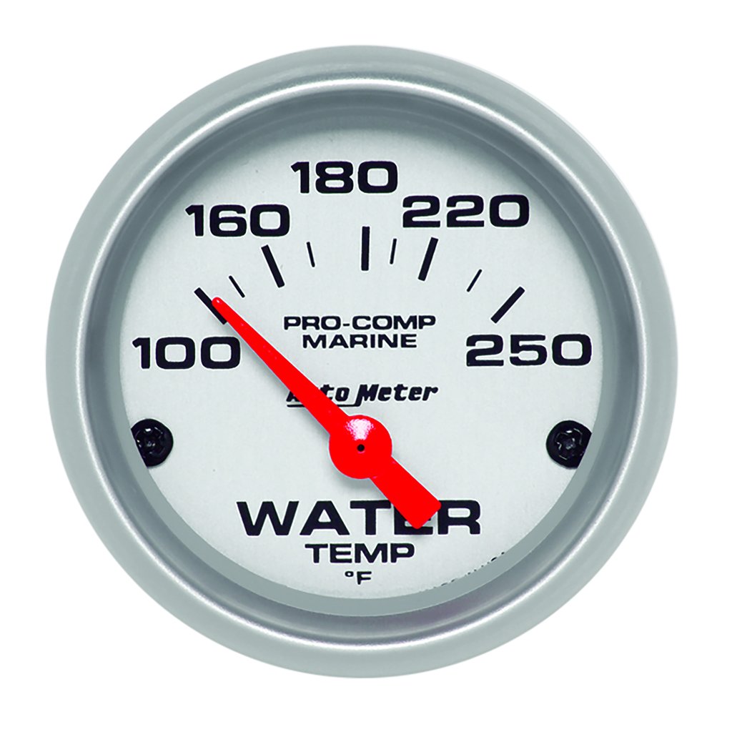 AutoMeter 2-1/16" WATER TEMPERATURE, 100-250 °F, AIR-CORE, MARINE SILVER