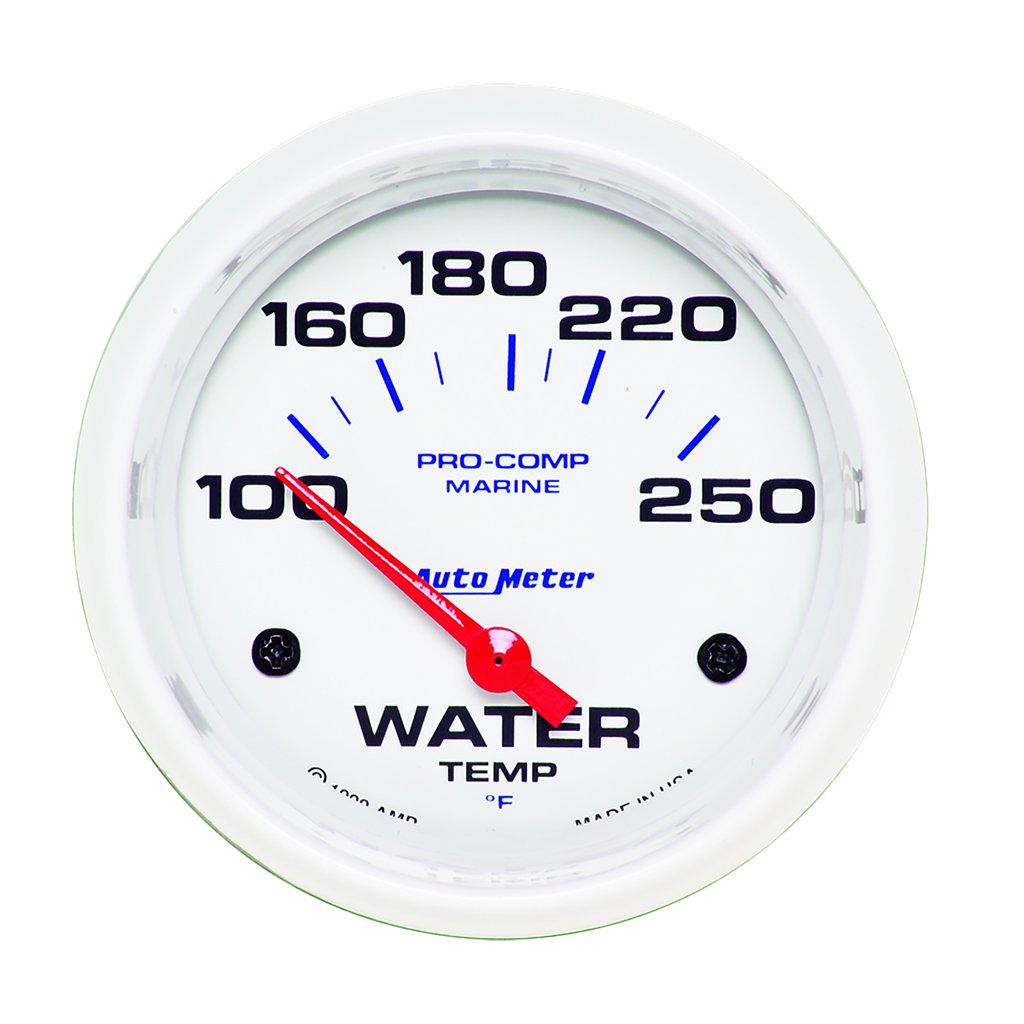 AutoMeter 2-5/8" WATER TEMPERATURE, 100-250 °F, AIR-CORE, MARINE WHITE