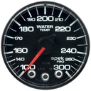 AutoMeter 2-1/16" WATER TEMPERATURE, 100-300 °F, STEPPER MOTOR, SPEK-PRO, NO O-RING, BLACK DIAL, BLACK BEZEL, CLEAR LENS