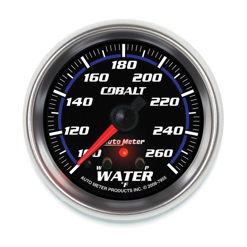 AutoMeter 2-5/8" WATER TEMPERATURE, W/ PEAK & WARN, 100-260 °F, STEPPER MOTOR, COBALT