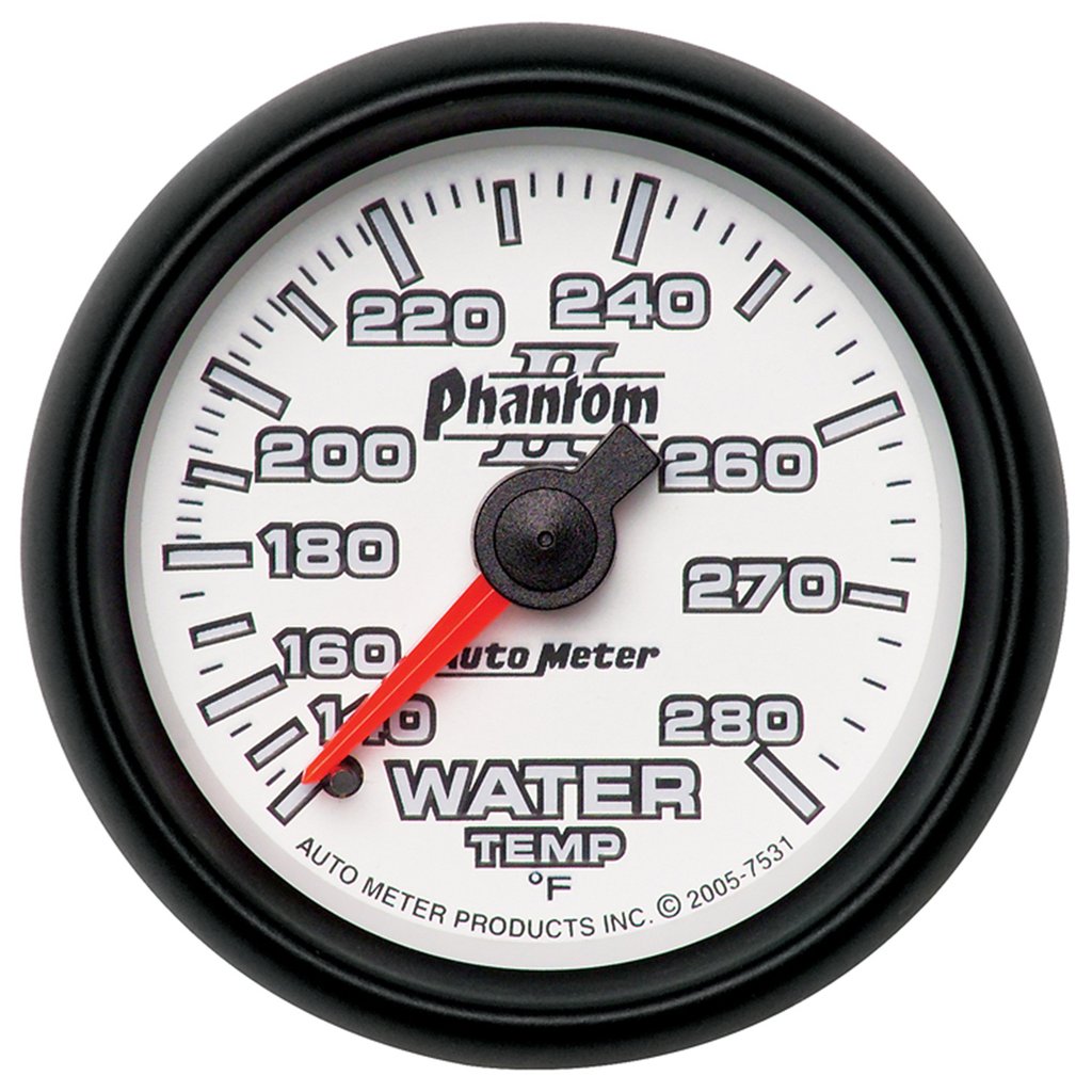 AutoMeter 2-1/16" WATER TEMPERATURE, 140-280 °F, 6 FT., MECHANICAL, PHANTOM II