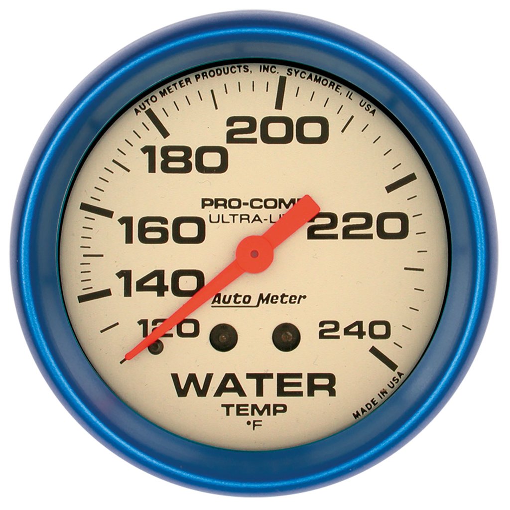 AutoMeter 2-5/8" WATER TEMPERATURE, 120-240 °F, 6 FT., MECHANICAL, ULTRA-NITE