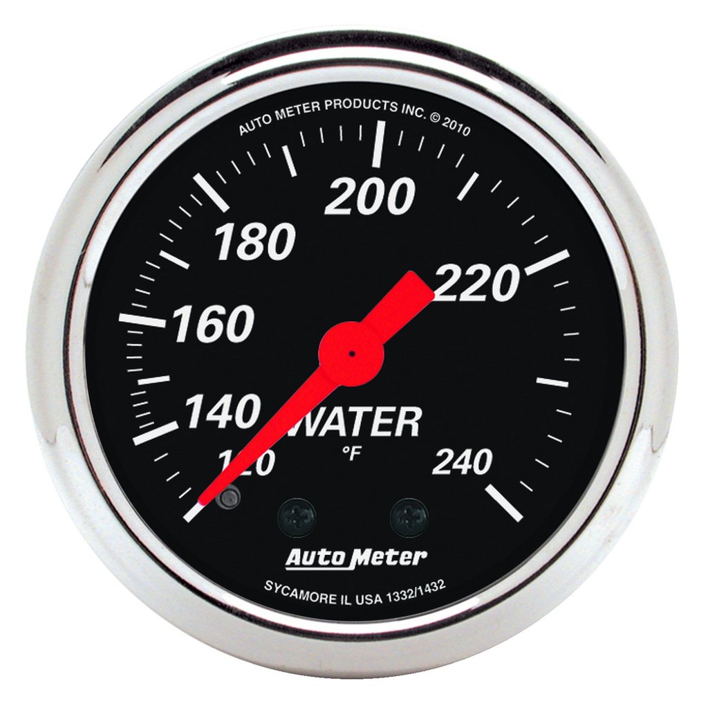 AutoMeter 2-1/16" WATER TEMPERATURE, 120-240 °F, 6 FT., MECHANICAL, DESIGNER BLACK