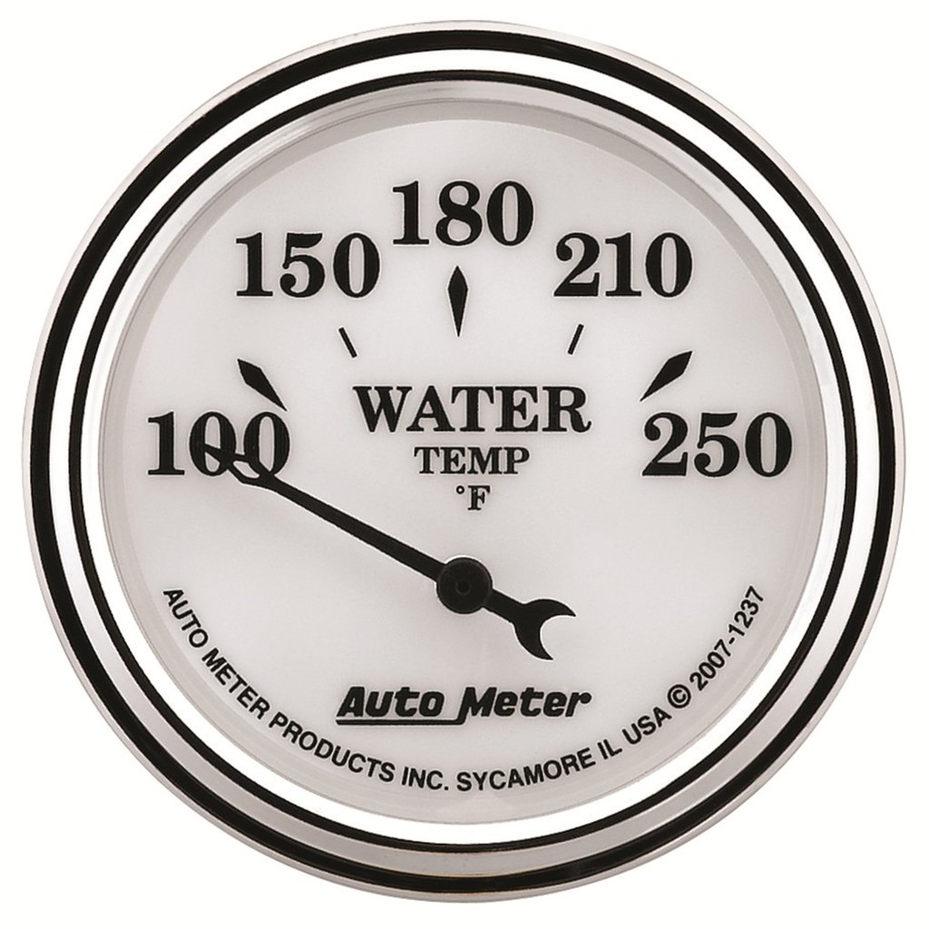 AutoMeter 2-1/16" WATER TEMPERATURE, 100-250 °F, AIR-CORE, OLD-TYME WHITE II