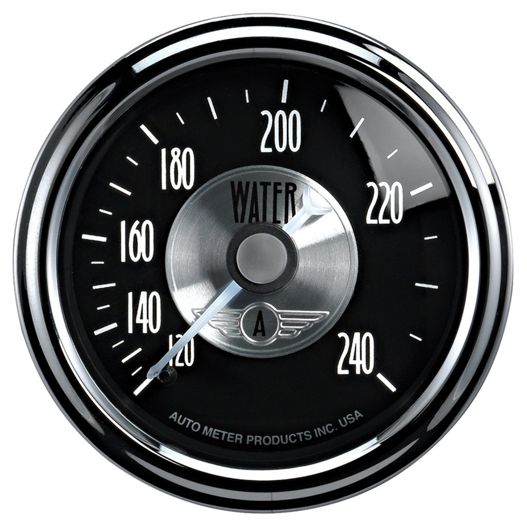 AutoMeter 2-1/16" WATER TEMPERATURE, 120-240 °F, 6 FT., MECHANICAL, PRESTIGE BLACK DIAMOND