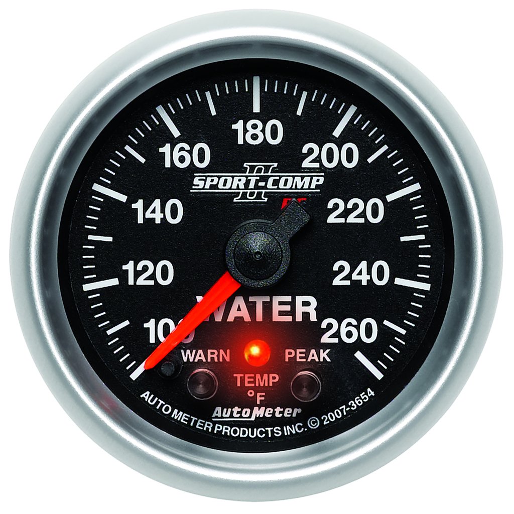 AutoMeter 2-1/16" WATER TEMPERATURE, 100-260 °F, STEPPER MOTOR, SPORT-COMP II