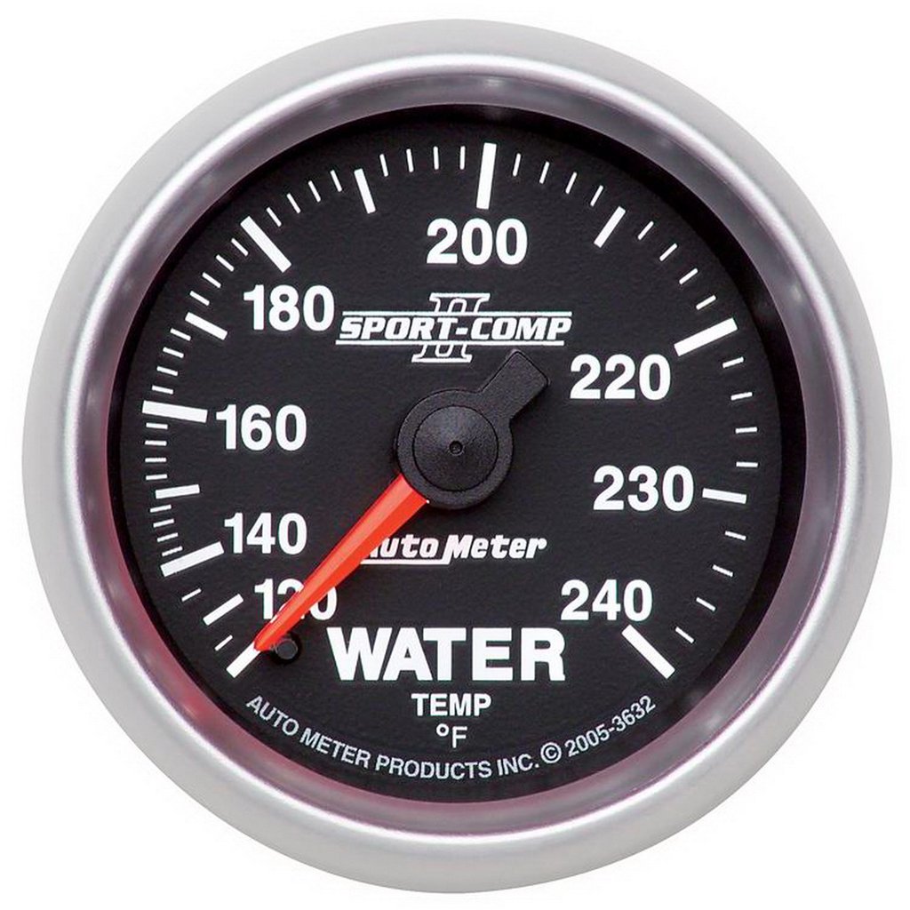 AutoMeter 2-1/16" WATER TEMPERATURE, 120-240 °F, 6 FT., MECHANICAL, SPORT-COMP II