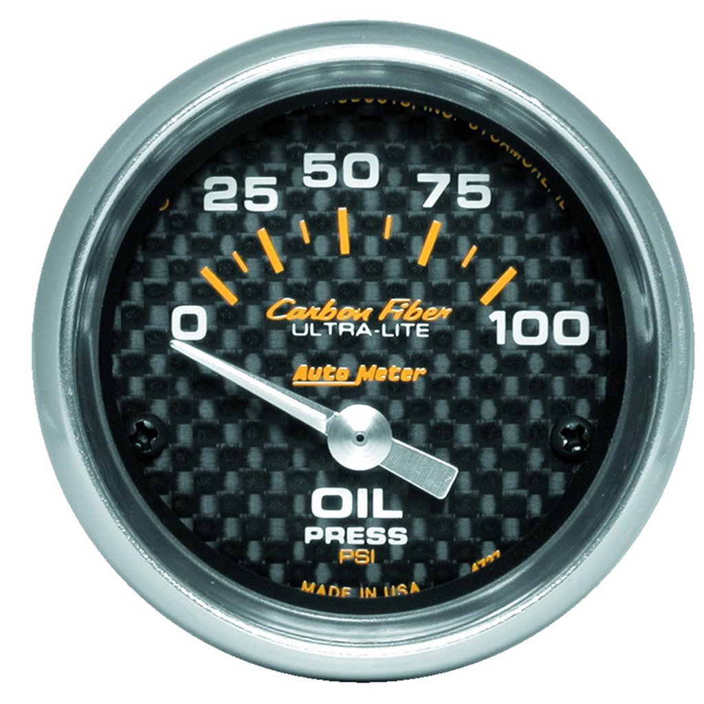 AutoMeter 2-1/16" OIL PRESSURE, 0-100 PSI, AIR-CORE, CARBON FIBER
