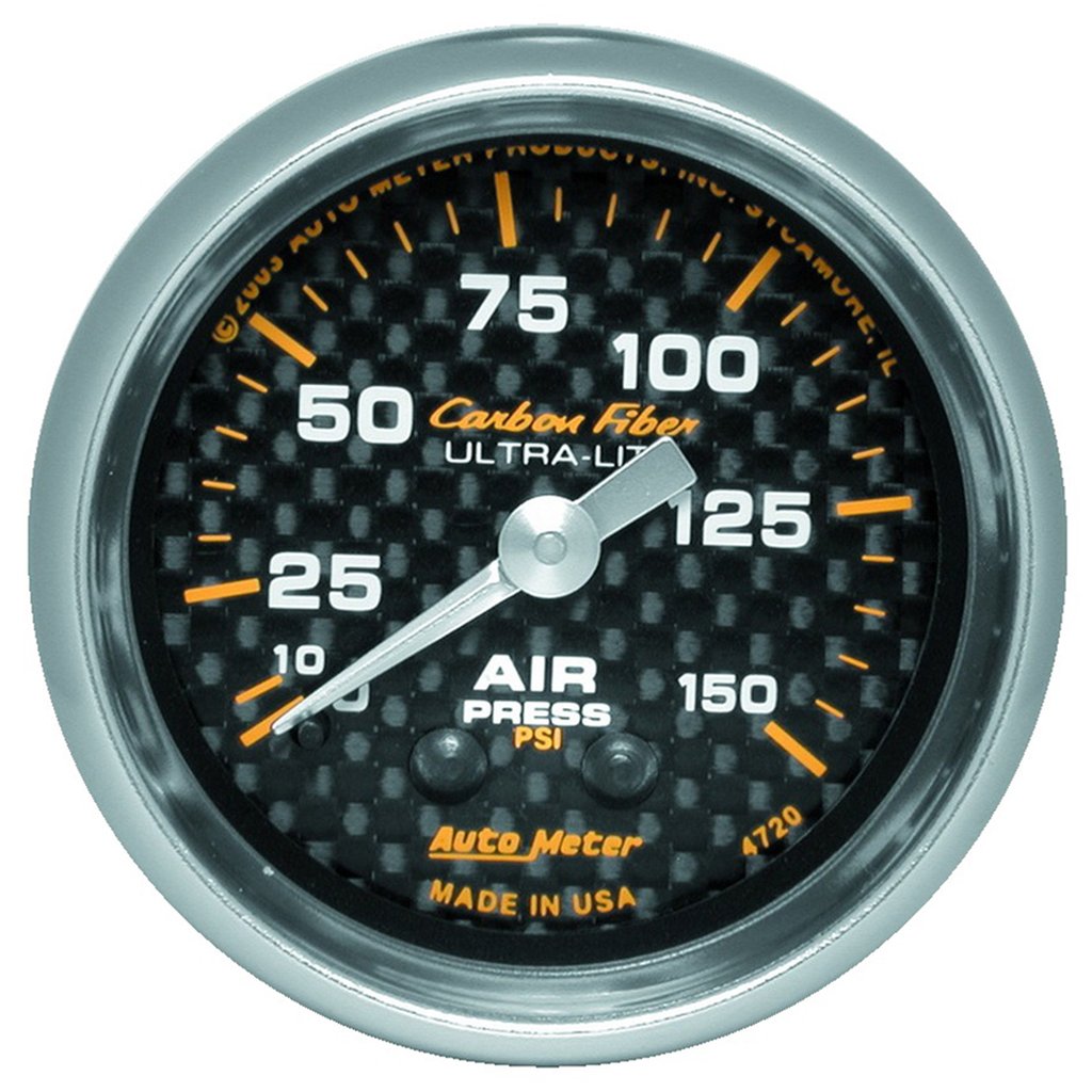 AutoMeter 2-1/16" AIR PRESSURE, 0-150 PSI, MECHANICAL, CARBON FIBER