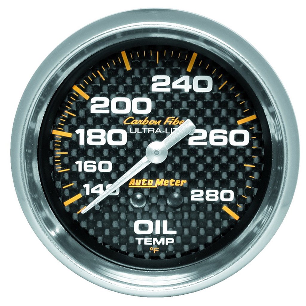 AutoMeter 2-5/8" OIL TEMPERATURE, 140-280 °F, 6 FT., MECHANICAL, CARBON FIBER