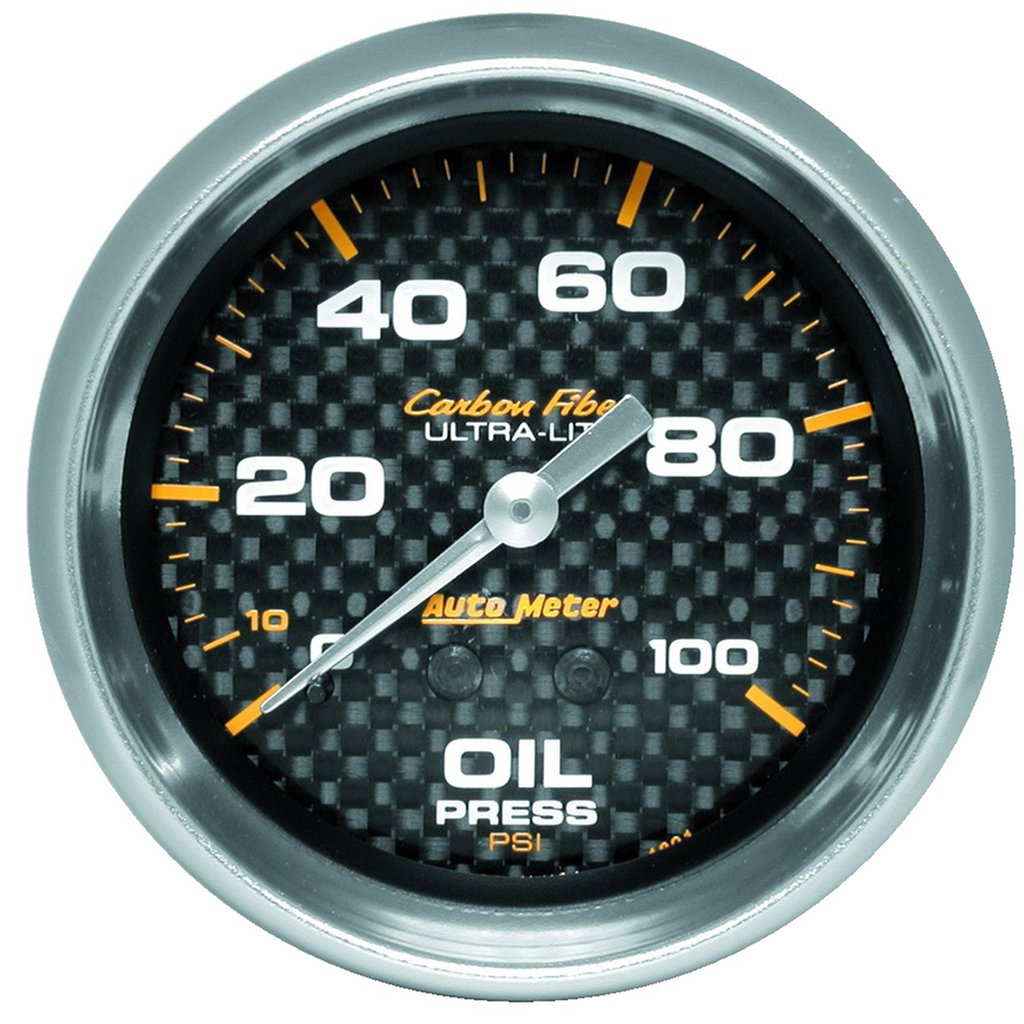 AutoMeter 2-5/8" OIL PRESSURE, 0-100 PSI, MECHANICAL, CARBON FIBER