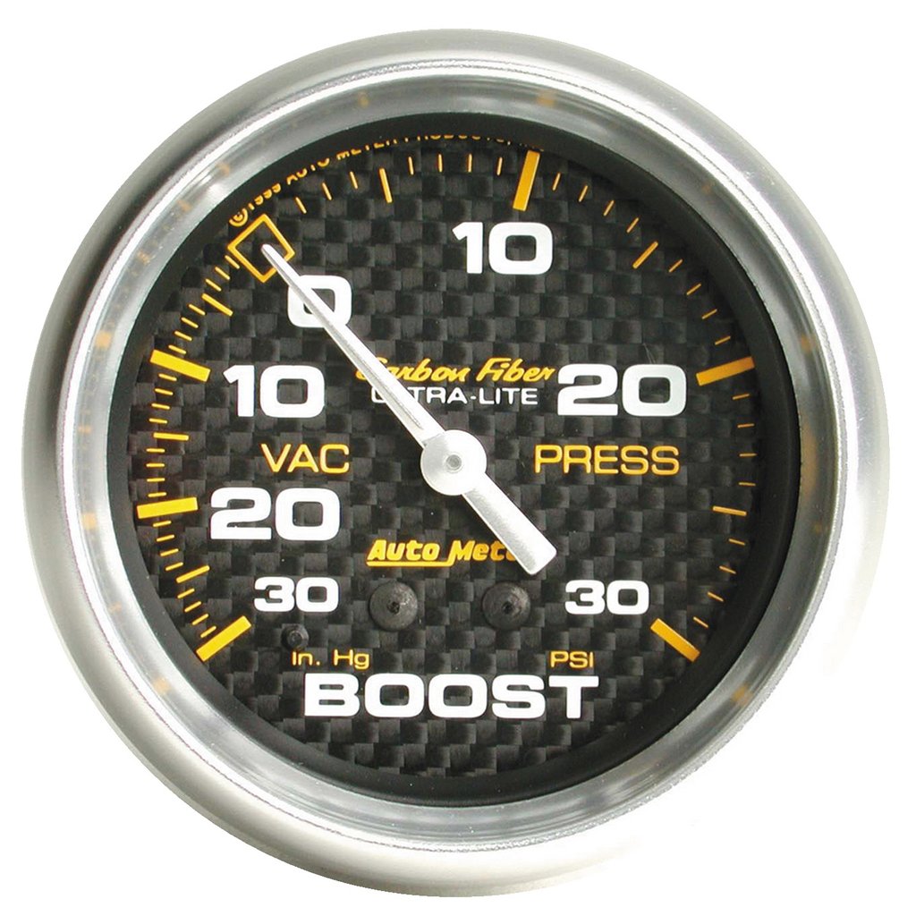 AutoMeter 2-5/8" BOOST/VACUUM, 30 IN HG/30 PSI, MECHANICAL, CARBON FIBER