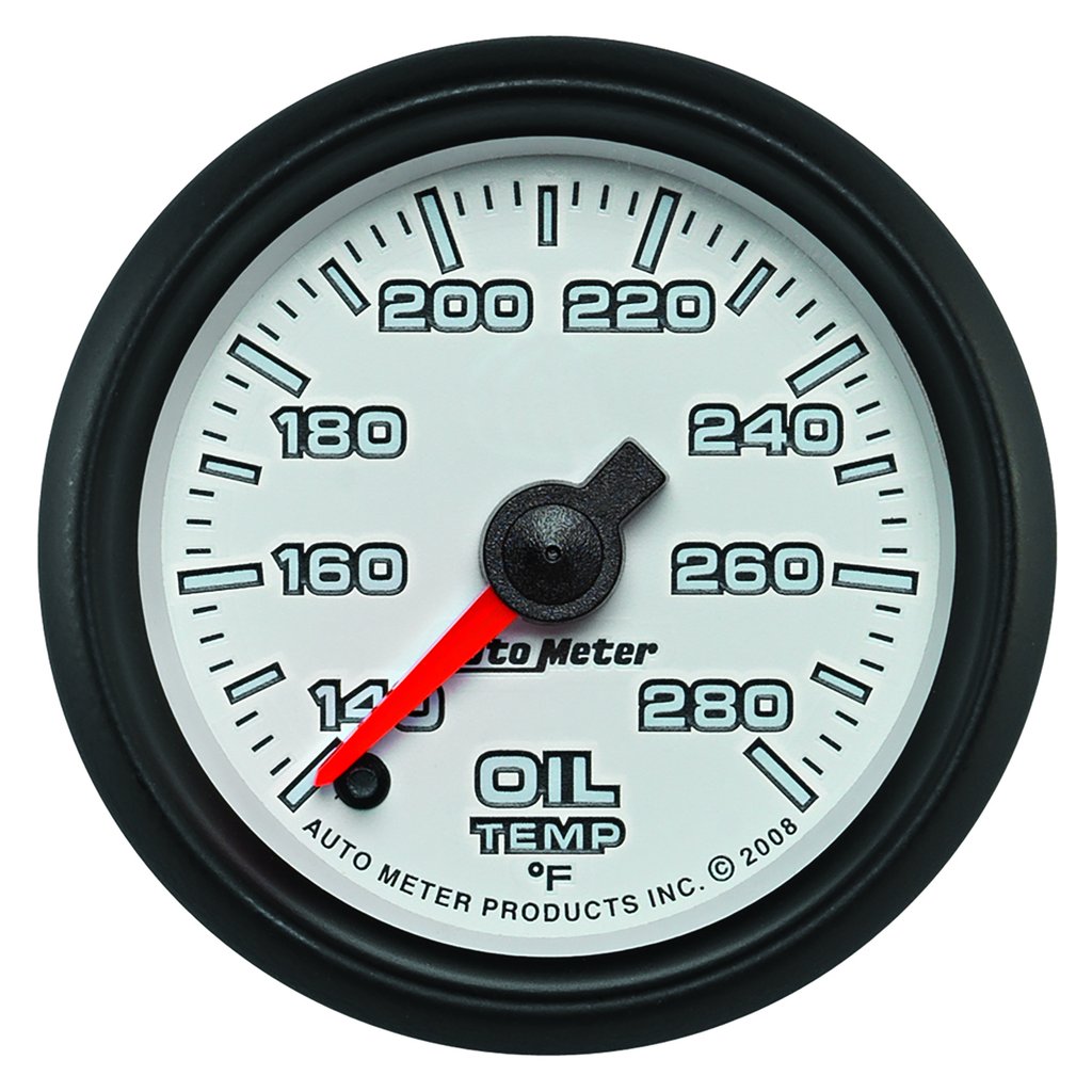 AutoMeter 2-1/16" OIL TEMPERATURE, 140-280 °F, STEPPER MOTOR, WHITE/BLACK, PRO-CYCLE