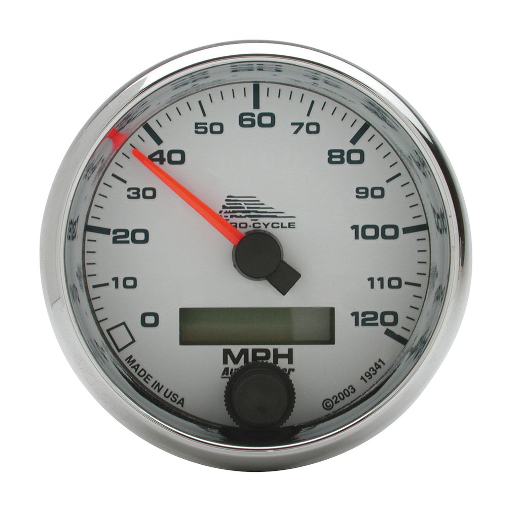 AutoMeter 2-5/8" SPEEDOMETER, 0-120 MPH, ELECTRIC, WHITE, PRO-CYCLE