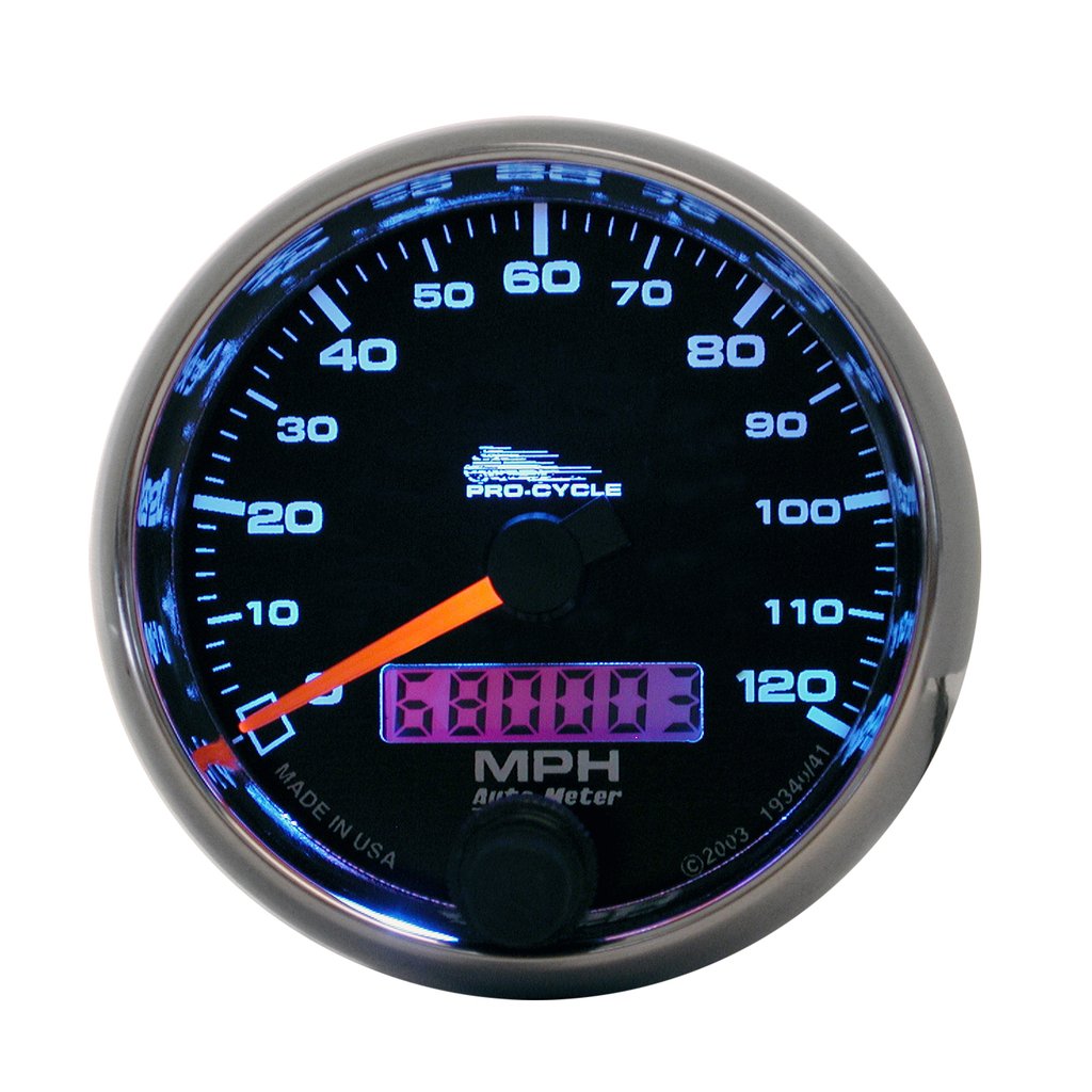 AutoMeter 2-5/8" SPEEDOMETER, 0-120 MPH, ELECTRIC, BLACK, PRO-CYCLE