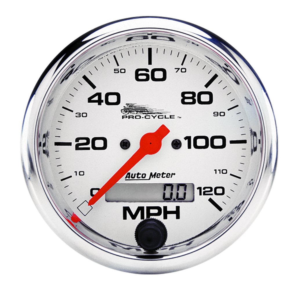 AutoMeter 3-3/4" SPEEDOMETER, 0-120 MPH, ELECTRIC, WHITE, PRO-CYCLE